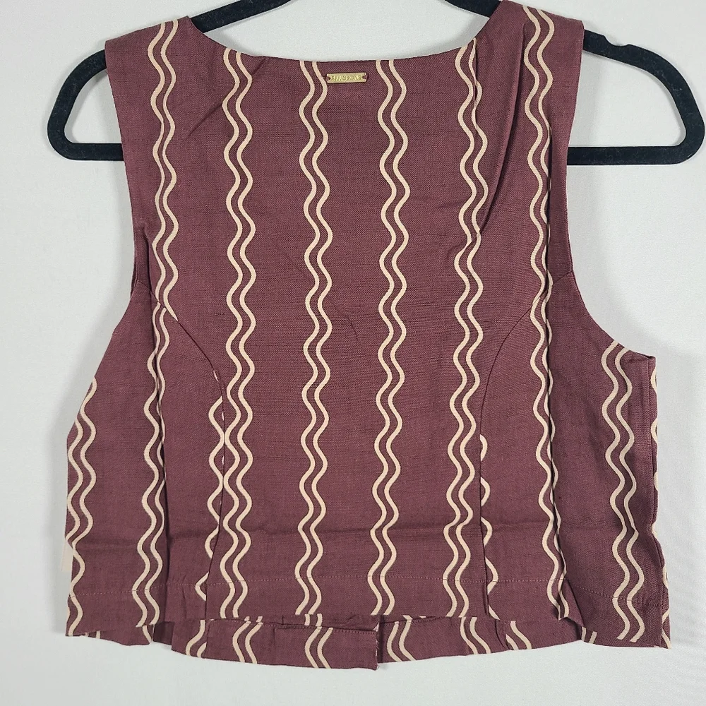 NWT Billabong Women's Another Wave Tank Top Brown Geometric Sz S Cotton Viscose - Picture 5 of 5
